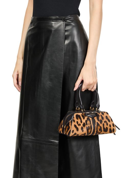 GIVENCHY Mini Antigona East-West bag in leather with leopard print
