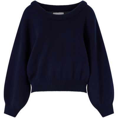 Lisa Yang Doria Cashmere U-neck Sweater In Navy