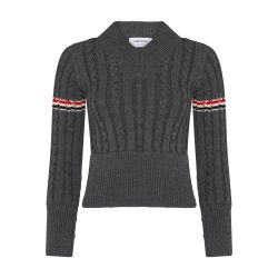 Women's Merino wool v neck sweater | THOM BROWNE | 24S
