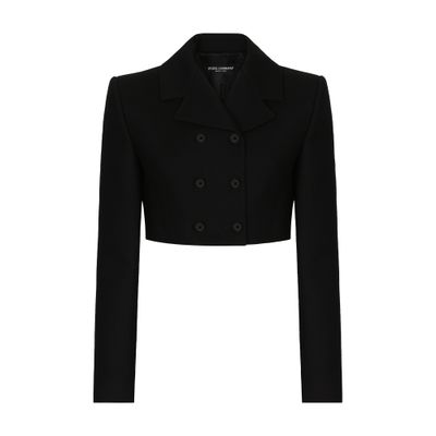 Dolce & Gabbana Short Double-breasted Suit Jacket In Black