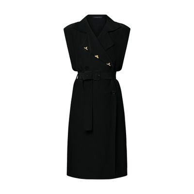 Louis Vuitton Belted Double-breasted Dress In Black