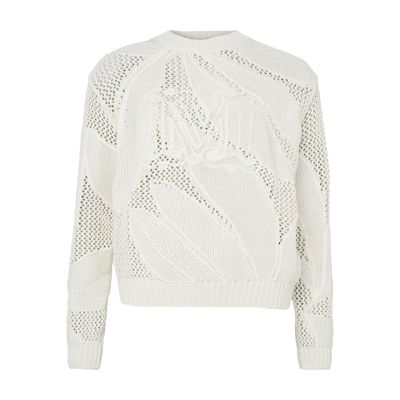 Max Mara Embroidered Crew Neck Sweater In White