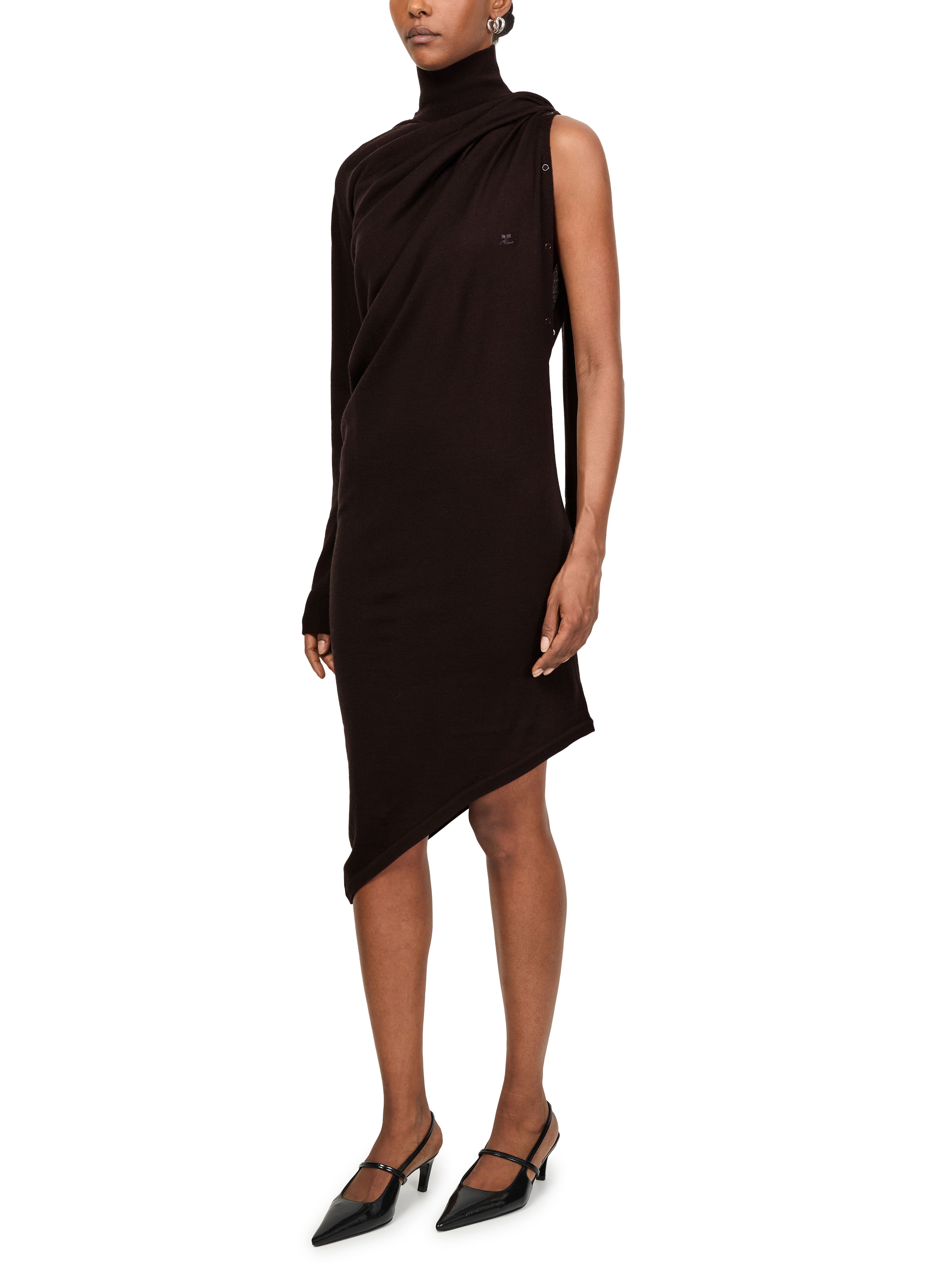 One shoulder wool midi dress thumbnail 6