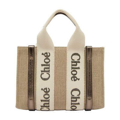 Chloé Woody Mini Tote Bag In Gold