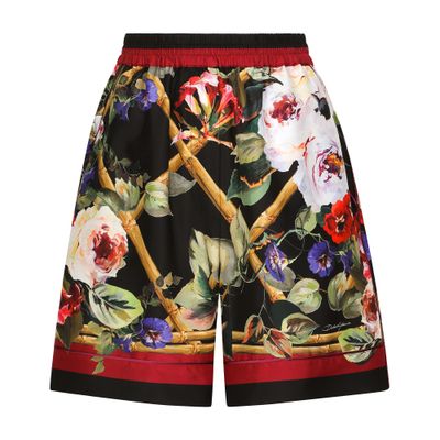 Shop Dolce & Gabbana Twill Pajama Shorts In Multicolor