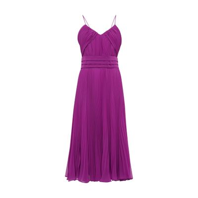 Max Mara Clarino Pleated Georgette Midi Dress In Viola