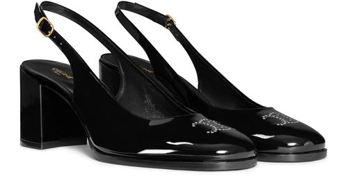 CELINE Celine Lily perforated Triomphe slingbacks in patent calfskin