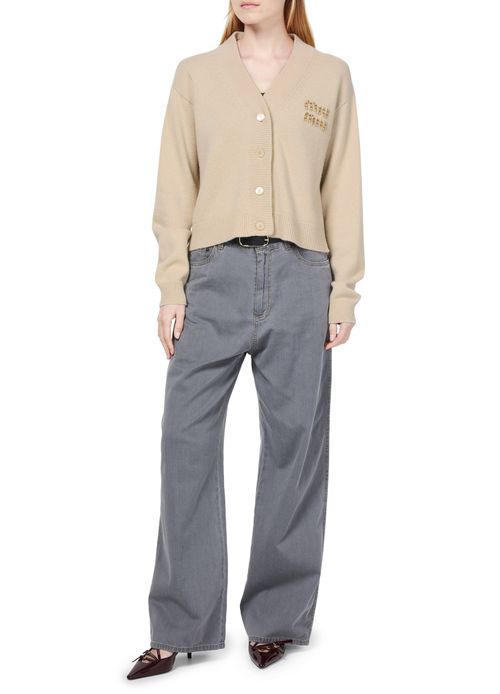 MIU MIU Knitted cashmere and silk cardigan