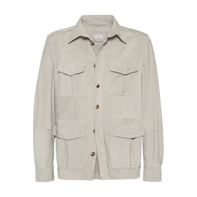 Brunello Cucinelli Waterproof Beige Techno Cotton Jacket In Beige