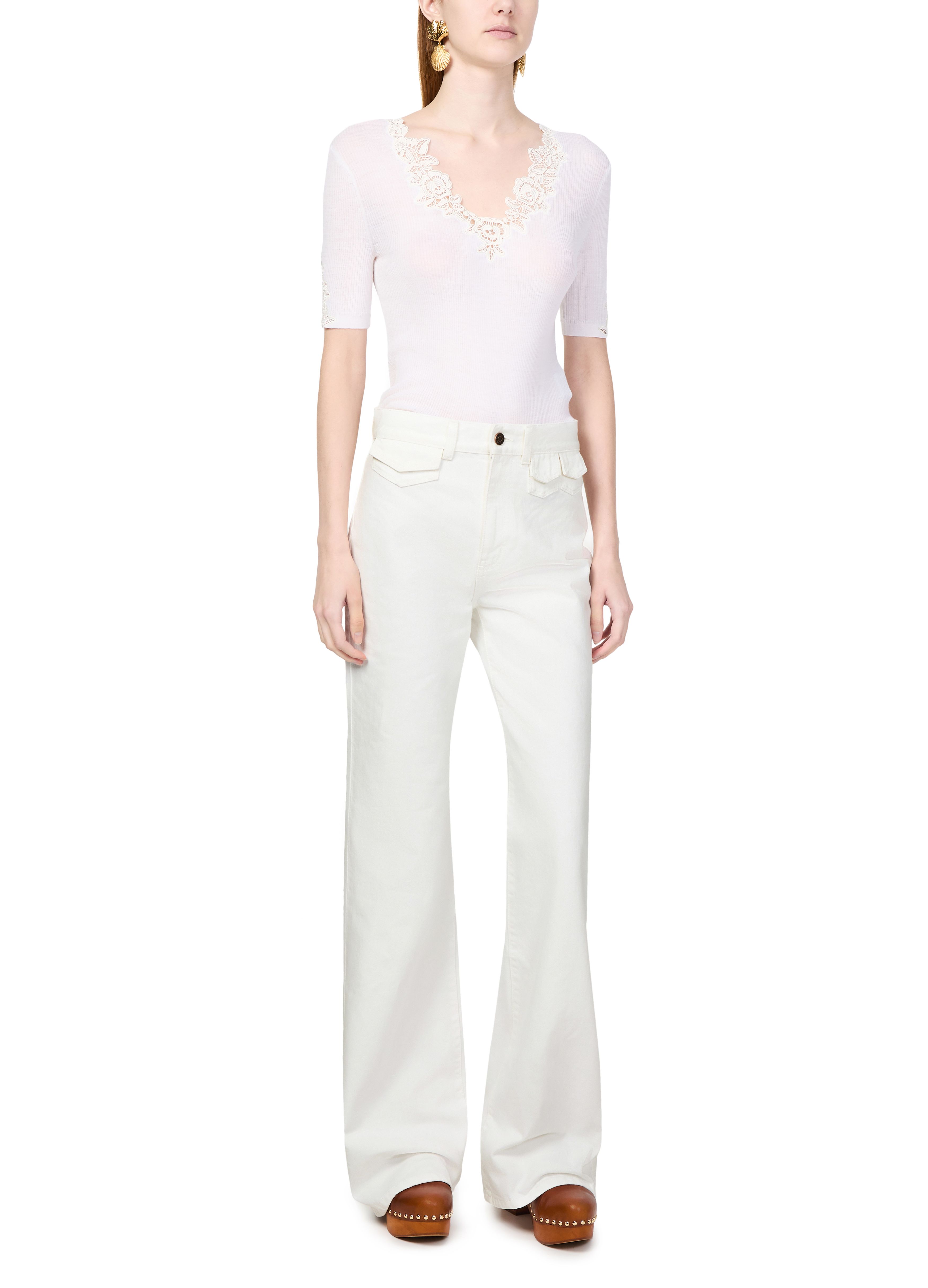 High-waisted flared denim jeans thumbnail 6