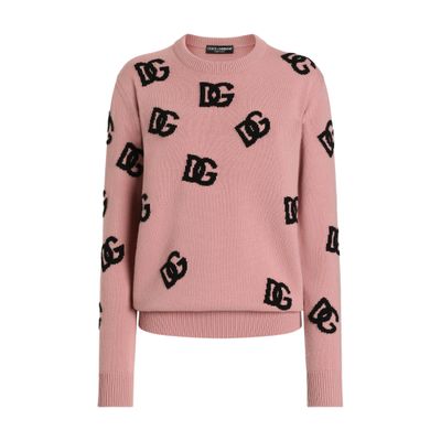 Dolce & Gabbana Wool Sweater With Dg Logo Inlay In Multicolor
