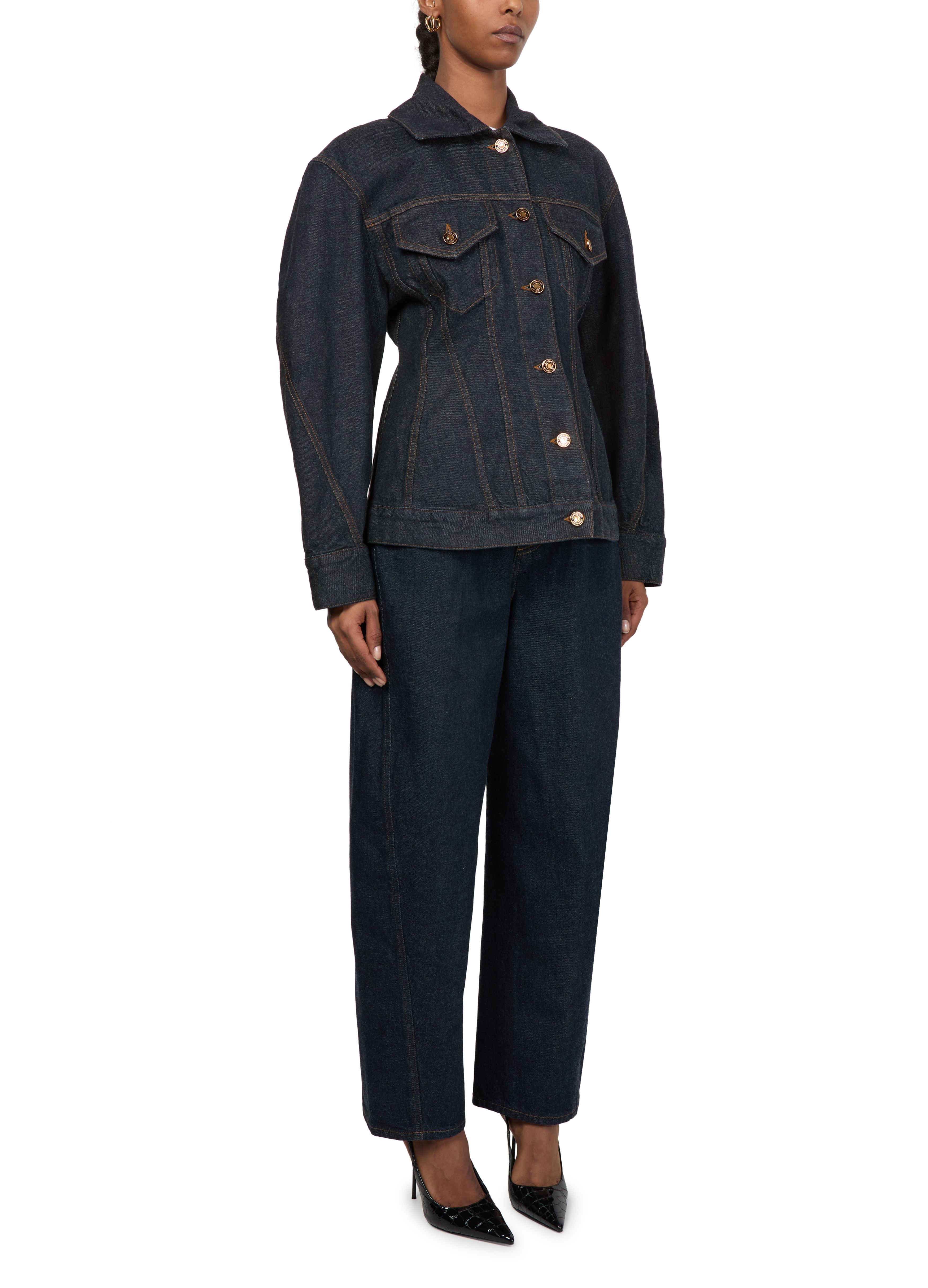 Cinched jacket in raw denim thumbnail 6