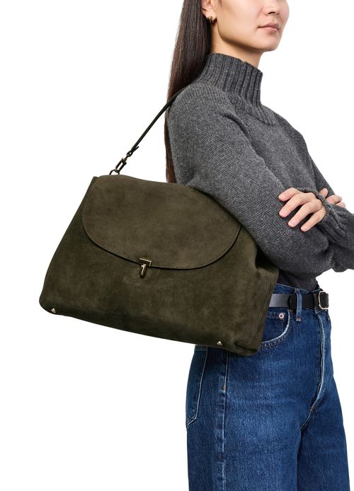 TOTEME Sac satchel en daim T-Lock