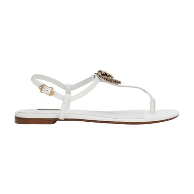Dolce & Gabbana Devotion Nappa Leather Flip Flops In White