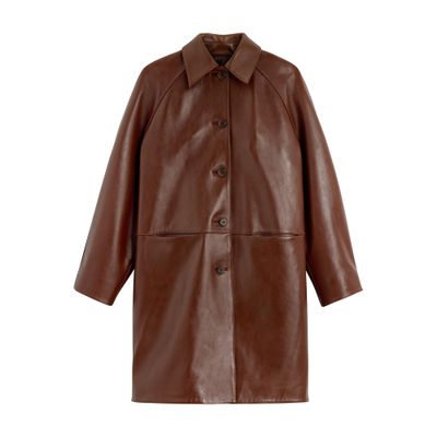 Soeur Logan Leather Coat In Brown