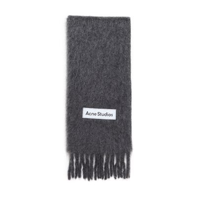 Acne Studios Fringed Wool Scarf In Metallic