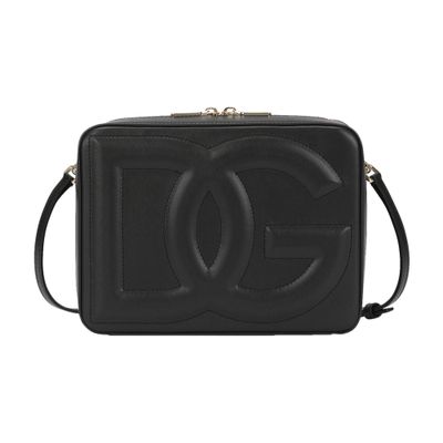 Dolce & Gabbana Medium Calfskin Camera Bag With Logo In Black