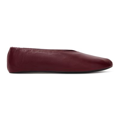 The Row Stella Ballet Flats In Leather And Shearling In Red