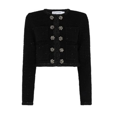 Self-portrait Self Portrait Women's Short Jacket With Sequins In Black