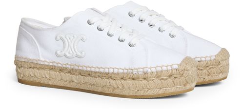 CELINE Les espadrilles Celine lace-up in canvas and calfskin