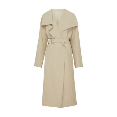 Totême Signature Linen-blend Coat In Beige