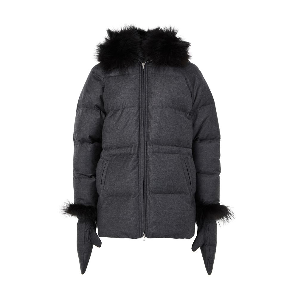 Puffer jacket with a fox fur collar thumbnail 9