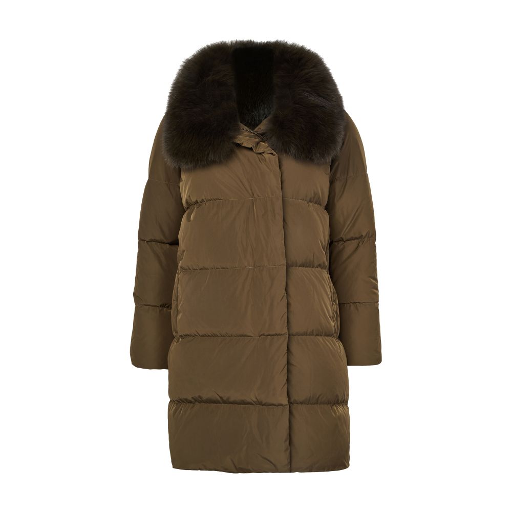 Puffer jacket with a fox fur collar thumbnail 8