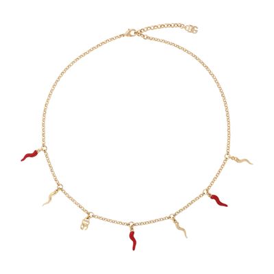 Dolce & Gabbana Dg Logo & Charm Necklace In Gold