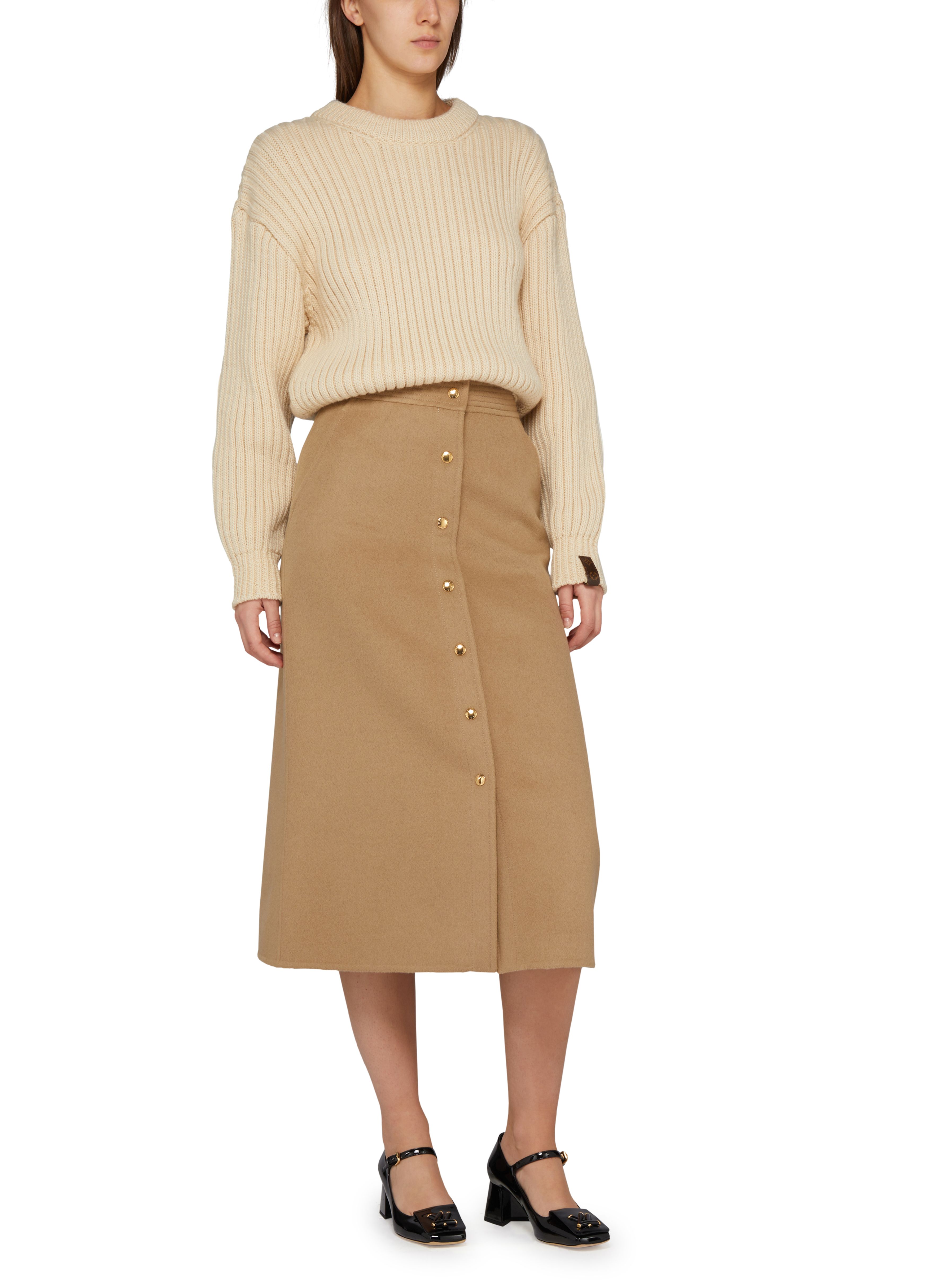 Double Face Button Down Midi Skirt thumbnail 5