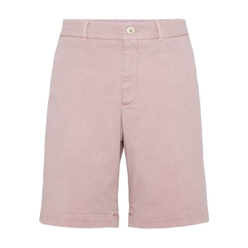 Brunello Cucinelli Twill Cotton Chinos Shorts In Rose