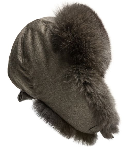 YVES SALOMON Wool and fox fur chapka