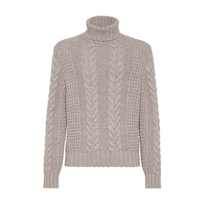Brunello Cucinelli Cable-knit Cashmere Jumper In Brown