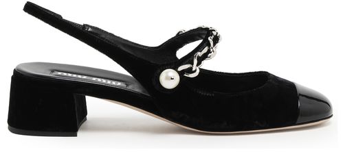 MIU MIU Velvet rear strap pumps