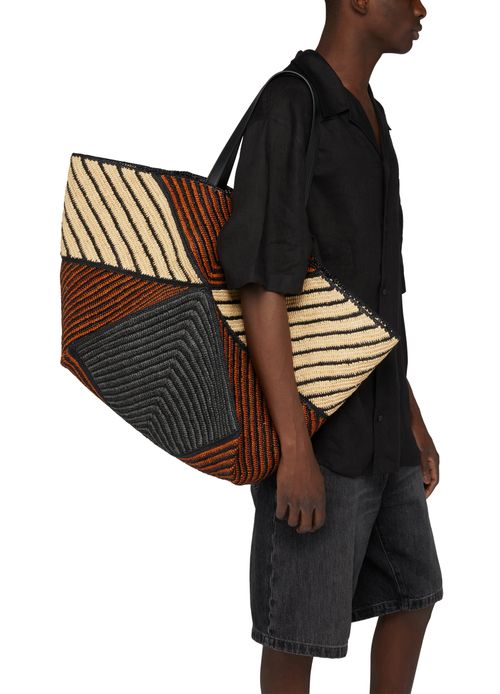 LOEWE Puzzle fold tote XL in raffia