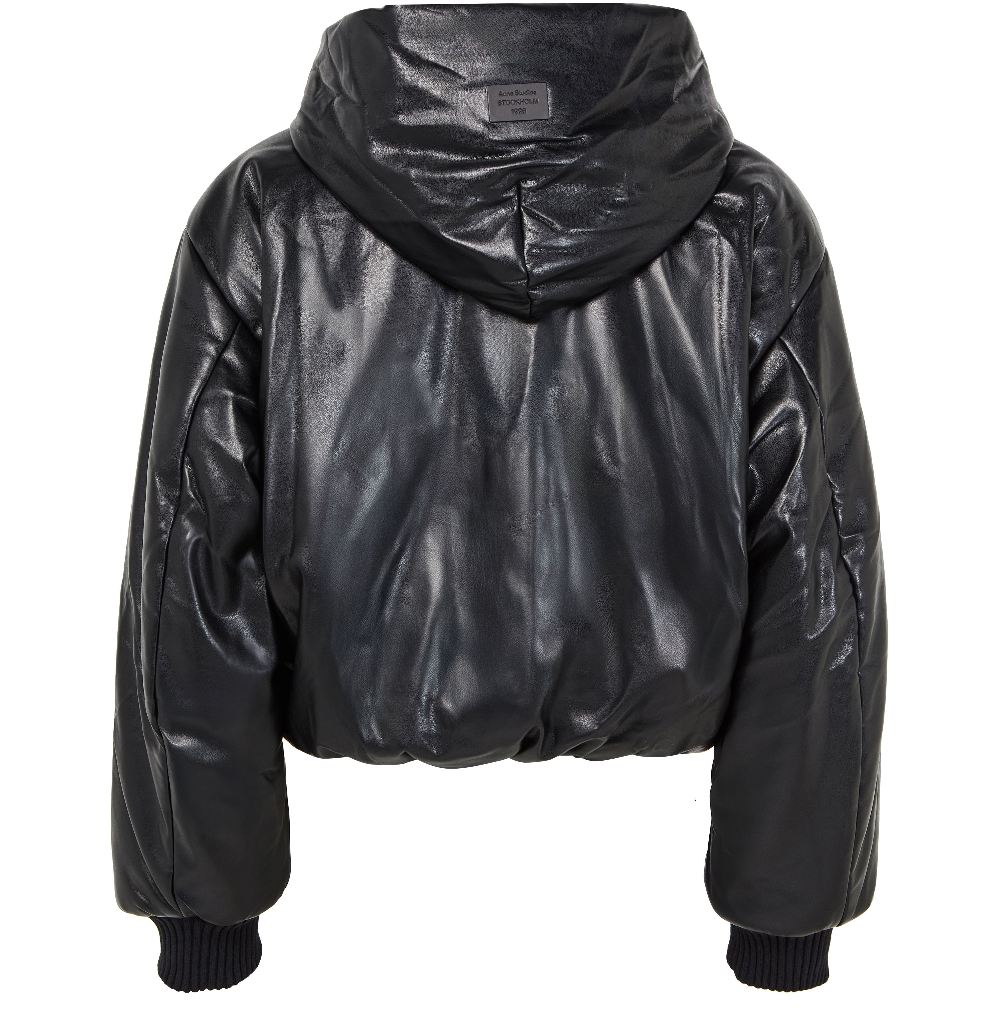 Hooded faux leather jacket thumbnail 3