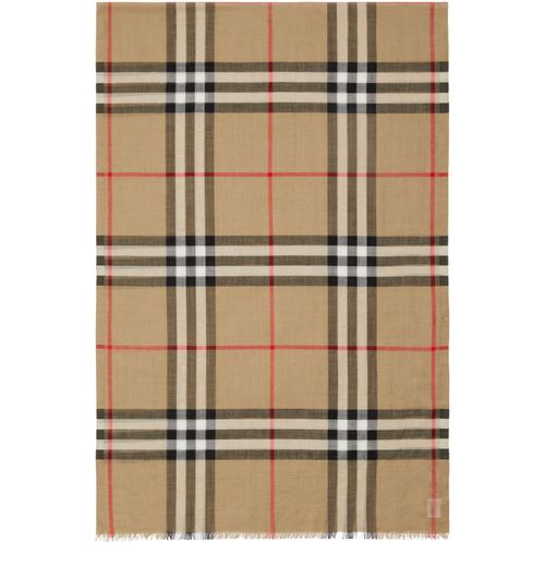 BURBERRY Wide Check Wool Silk Scarf