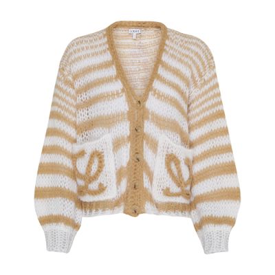 Loewe Anagram Wool-blend Cardigan In White