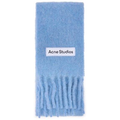 Acne Studios Checked Scarf With Logo In Blue