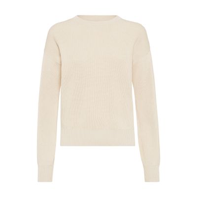 Brunello Cucinelli Beige Monili Cotton Sweater In White