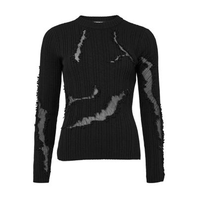 Alexander Mcqueen Destryed Long Sleeve Jumper In Black