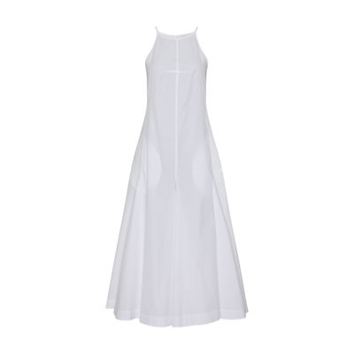 Sportmax Cactus Sleeveless Round Neckline A-line Midi Dress In White