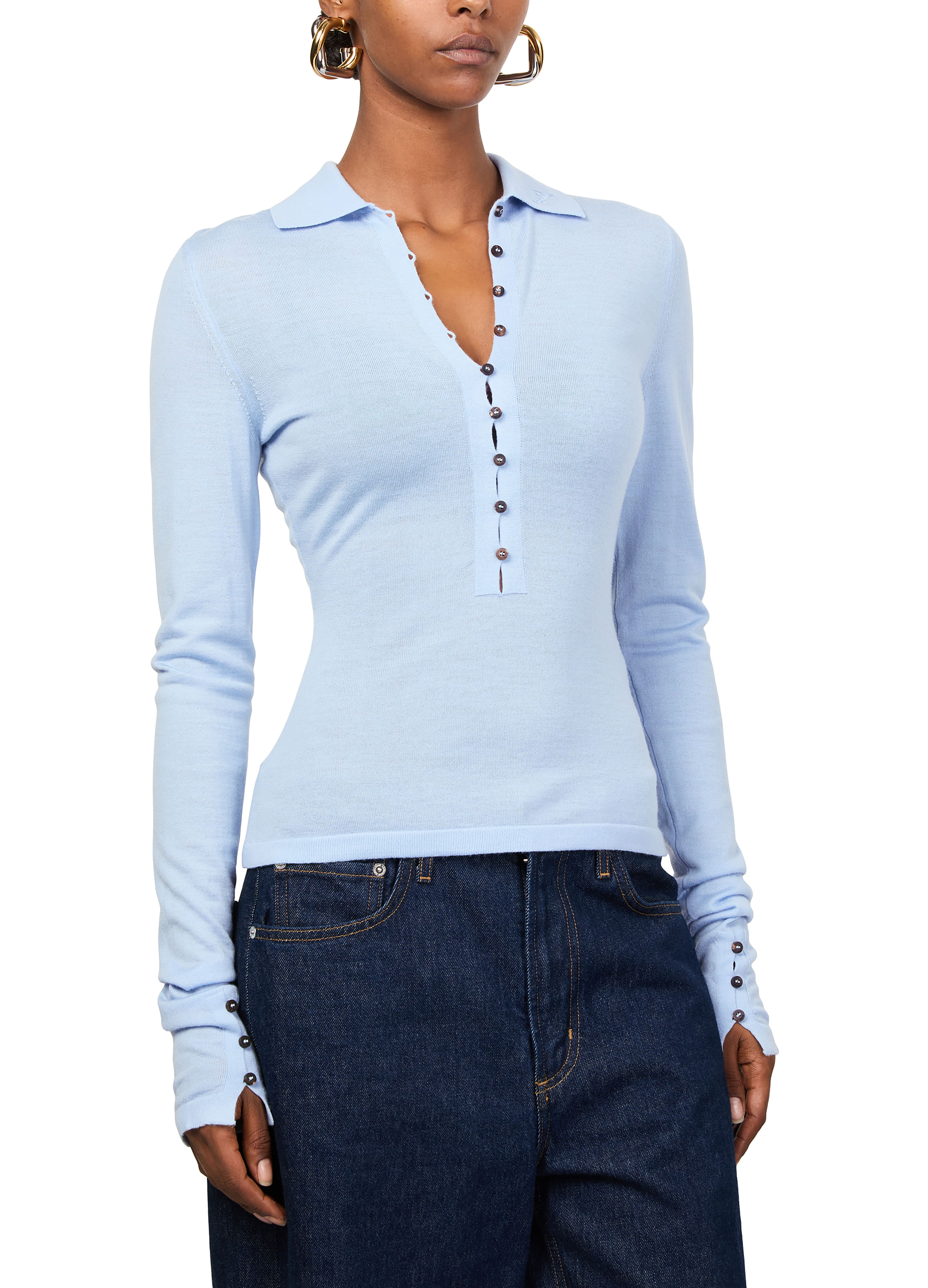 The Merino long sleeved polo thumbnail 4