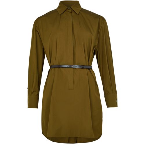 MAX MARA Alcade cotton poplin shirt dress with leather belt