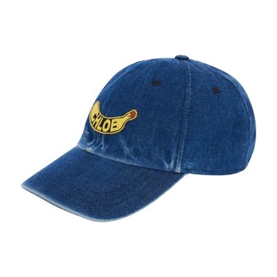 Chloé Smile Denim Cap In Blue