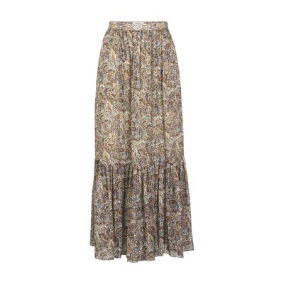 Celine Prairie Long Skirt In Brown Blue Vanilla