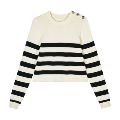 Ba&sh Milo Womens Wool Blend Crewneck Pullover Sweater In White