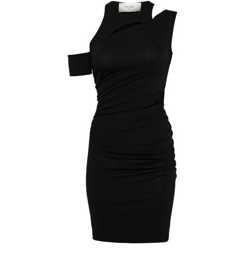 CELINE Lolita asymmetric in wool jersey dress