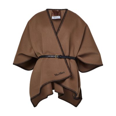 Max Mara Belted Cape In Brown