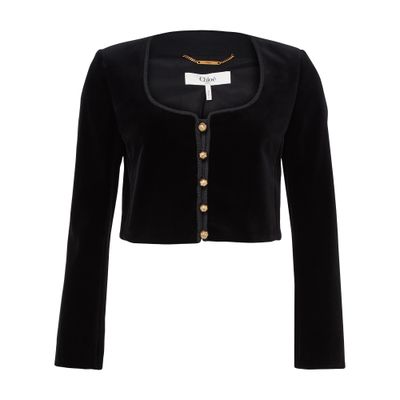 Chloé Velvet Cropped Jacket In Black