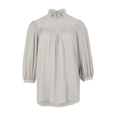 Shop Celine Fluid Blouse In Crepe De Soie Acetate In Grey